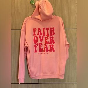 XL Hoodie Hooded Sweatshirt Bubblegum Pink Faith Over Fear GUC Shein
